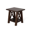 Anva Side End Table- Dark Brown Mahogany- Shelf- Rectangular 24 Inch