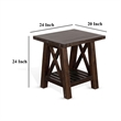 Anva Side End Table- Dark Brown Mahogany- Shelf- Rectangular 24 Inch