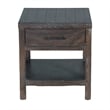 Nikay Side End Table- 1 Drawer- Shelf- Dark Brown Mindi Wood- 26 Inch