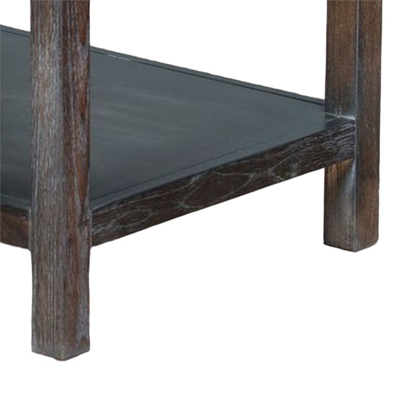 Nikay Side End Table- 1 Drawer- Shelf- Dark Brown Mindi Wood- 26 Inch