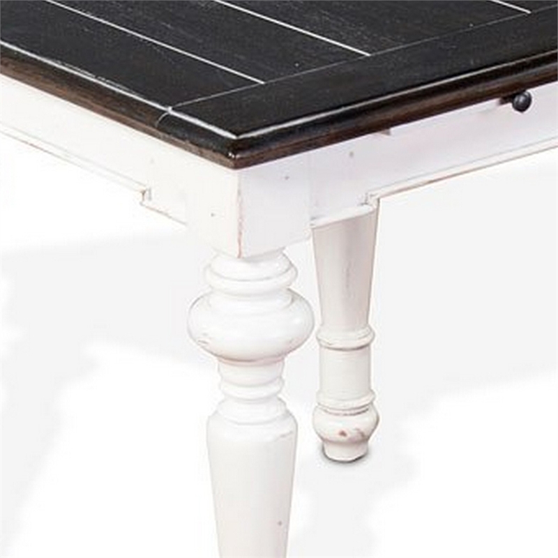 Kiyan End Table- 1 Drawer- Off White- Dark Brown Mahogany- 24 Inch