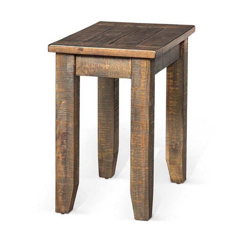 Flint Chairside End Table- 22 Inch Rectangular Dark Brown Mahogany