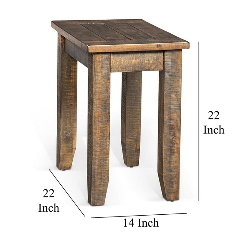 Flint Chairside End Table- 22 Inch Rectangular Dark Brown Mahogany