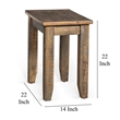 Flint Chairside End Table- 22 Inch Rectangular Dark Brown Mahogany