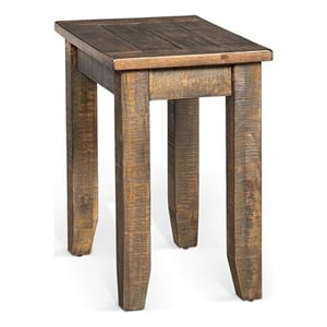 Flint Chairside End Table- 22 Inch Rectangular Dark Brown Mahogany