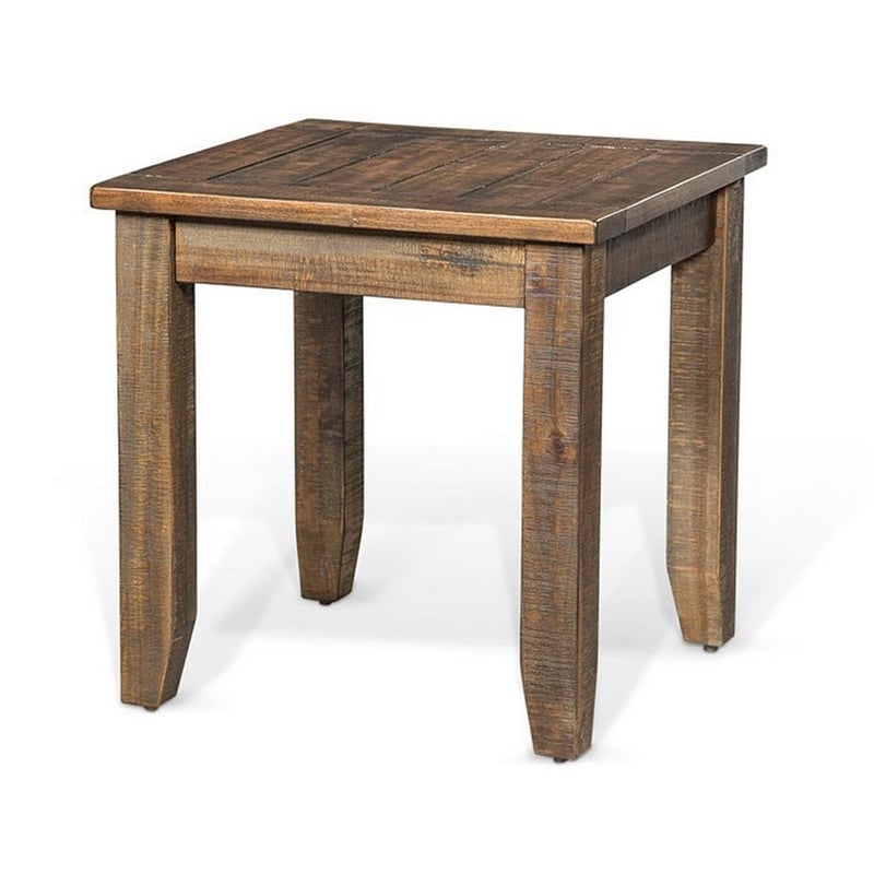 Flint Side End Table- Dark Brown Mahogany Wood Frame- 22 Inch Square