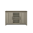 Nena Console Table with 3 Shelves and 2 Cabinet Doors- Gray Wood
