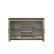 Nena Console Table with 3 Shelves and 2 Cabinet Doors- Gray Wood