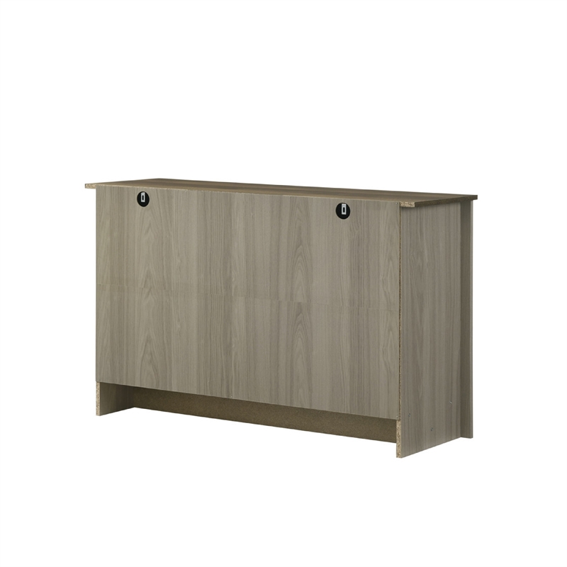 Nena Console Table with 3 Shelves and 2 Cabinet Doors- Gray Wood