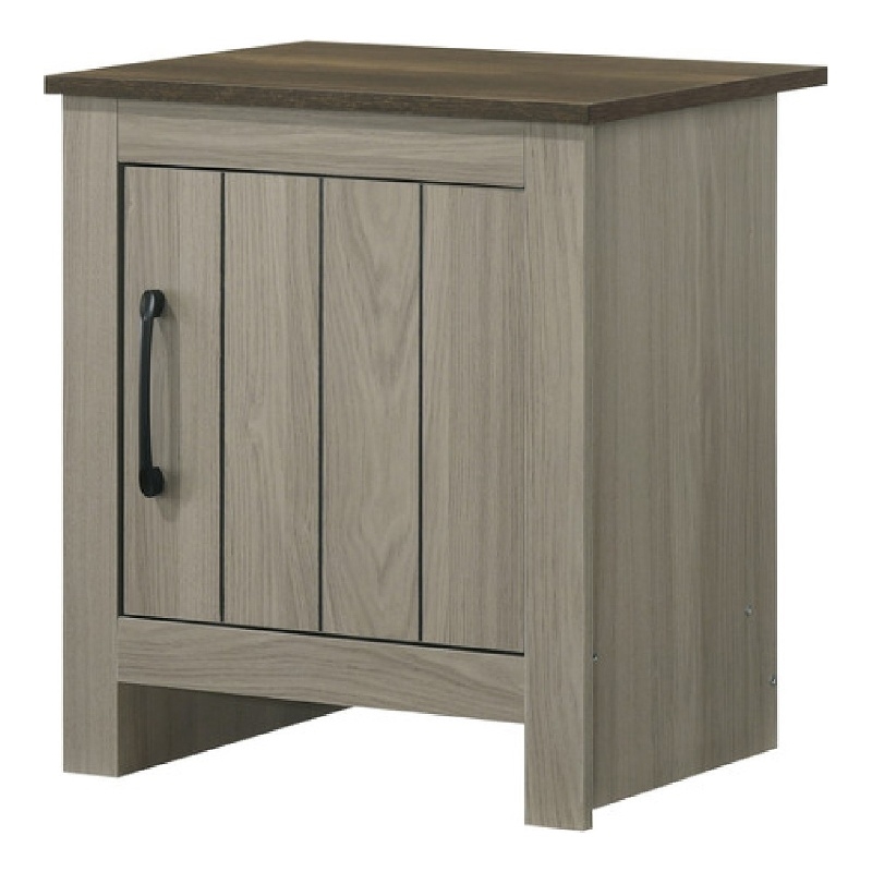 Nena End Table with Cabinet Door- Brown Wood Top- Oak Gray 22 Inch