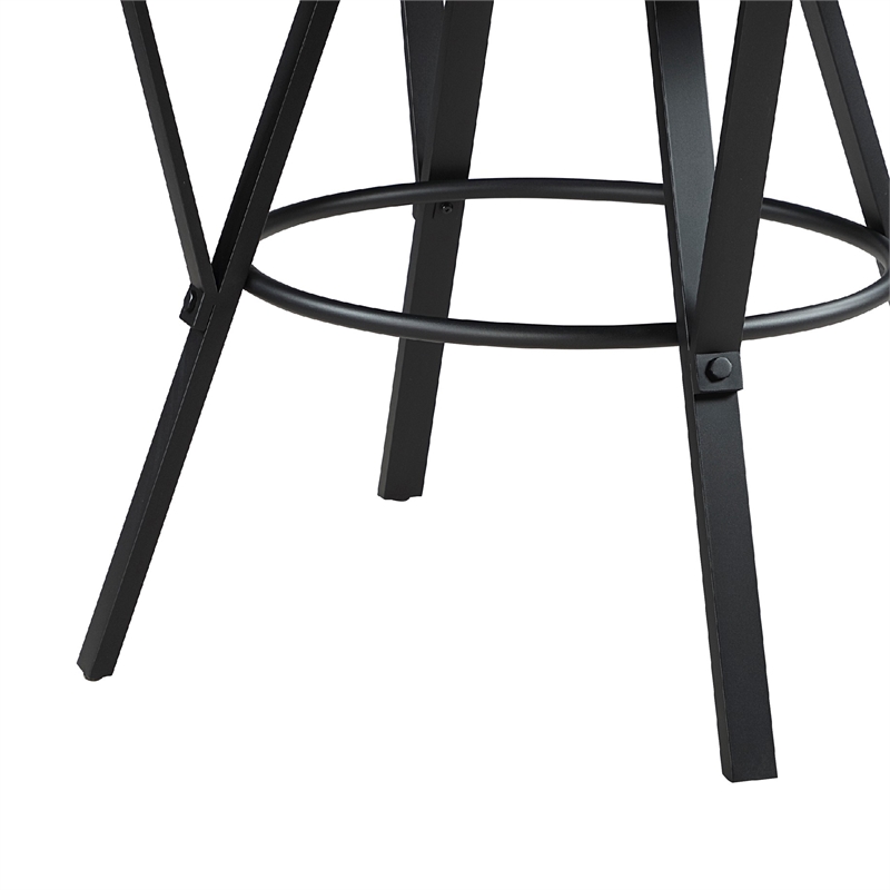 Rowl Counter Height Table- 48 Inch Brown Round Wood Top- Metal Legs