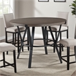 Rowl Counter Height Table- 48 Inch Brown Round Wood Top- Metal Legs