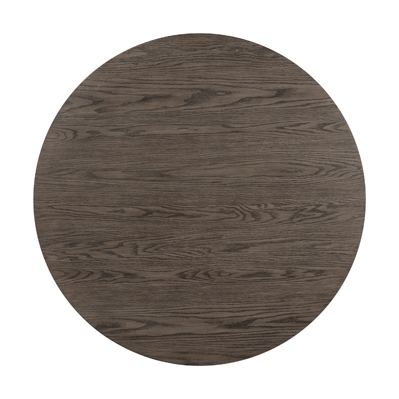 Rowl Counter Height Table- 48 Inch Brown Round Wood Top- Metal Legs