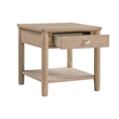 Neka Side End Table- Drawer Shelf- Brown Wood and Veneer- 24 Inch