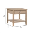 Neka Side End Table- Drawer Shelf- Brown Wood and Veneer- 24 Inch
