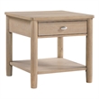 Neka Side End Table- Drawer Shelf- Brown Wood and Veneer- 24 Inch