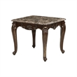Hesar Side End Table- 28 Inch Marble- Cherry Brown Wood Cabriole Legs