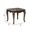 Hesar Side End Table- 28 Inch Marble- Cherry Brown Wood Cabriole Legs
