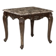 Hesar Side End Table- 28 Inch Marble- Cherry Brown Wood Cabriole Legs