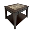Side End Table- Drawer and Shelf- Classic Cherry Brown Finish- 26 Inch