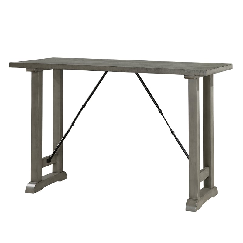 Anab Counter Height Table- Rectangular Gray Wood and Turnbuckle Base