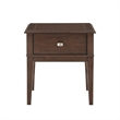 Merry End Table with USB Ports and Drawer- Brown Birch Wood 26 Inch