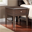 Merry End Table with USB Ports and Drawer- Brown Birch Wood 26 Inch