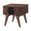 Manny Side End Table- 2 Tambour Doors- A Frame Walnut Brown 24 Inch