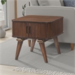 Manny Side End Table- 2 Tambour Doors- A Frame Walnut Brown 24 Inch
