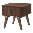 Manny Side End Table- 2 Tambour Doors- A Frame Walnut Brown 24 Inch