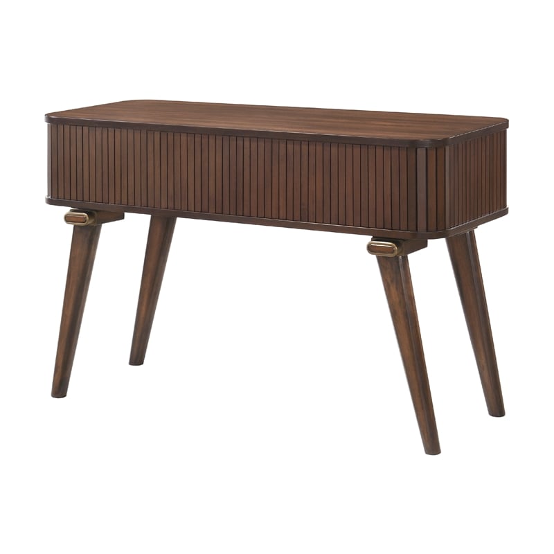 Manny Sofa Console Table- 2 Tambour Doors- Walnut Brown 48 Inch