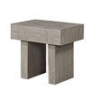 Lezy Side End Table- 22 Inch- Gray Oak Wood Top- Double Pedestal Base
