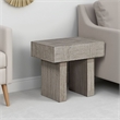 Lezy Side End Table- 22 Inch- Gray Oak Wood Top- Double Pedestal Base