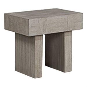 Lezy Side End Table- 22 Inch- Gray Oak Wood Top- Double Pedestal Base