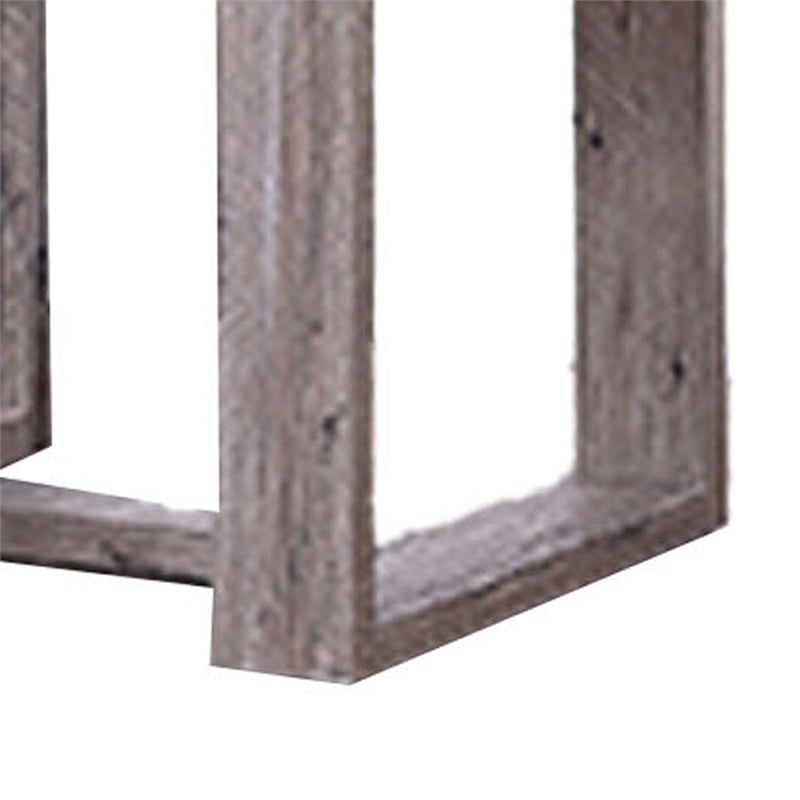 Knic Side End Table- 24 Inch- Gray Square Wood Top- Double Pedestal