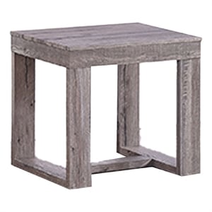 Knic Side End Table- 24 Inch- Gray Square Wood Top- Double Pedestal