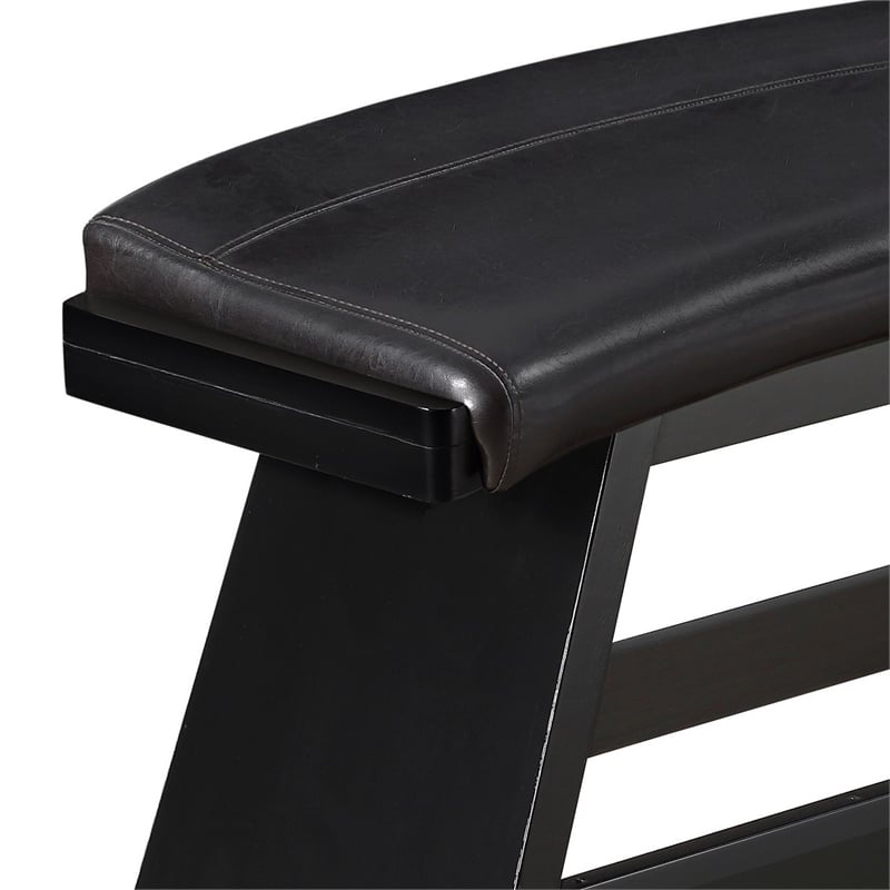 Elsaa 31 Inch Bar Height Bench- Black Faux Leather Upholstery- Solid Wood
