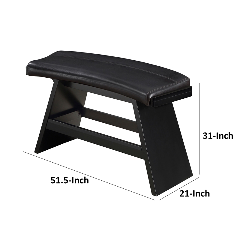 Elsaa 31 Inch Bar Height Bench- Black Faux Leather Upholstery- Solid Wood