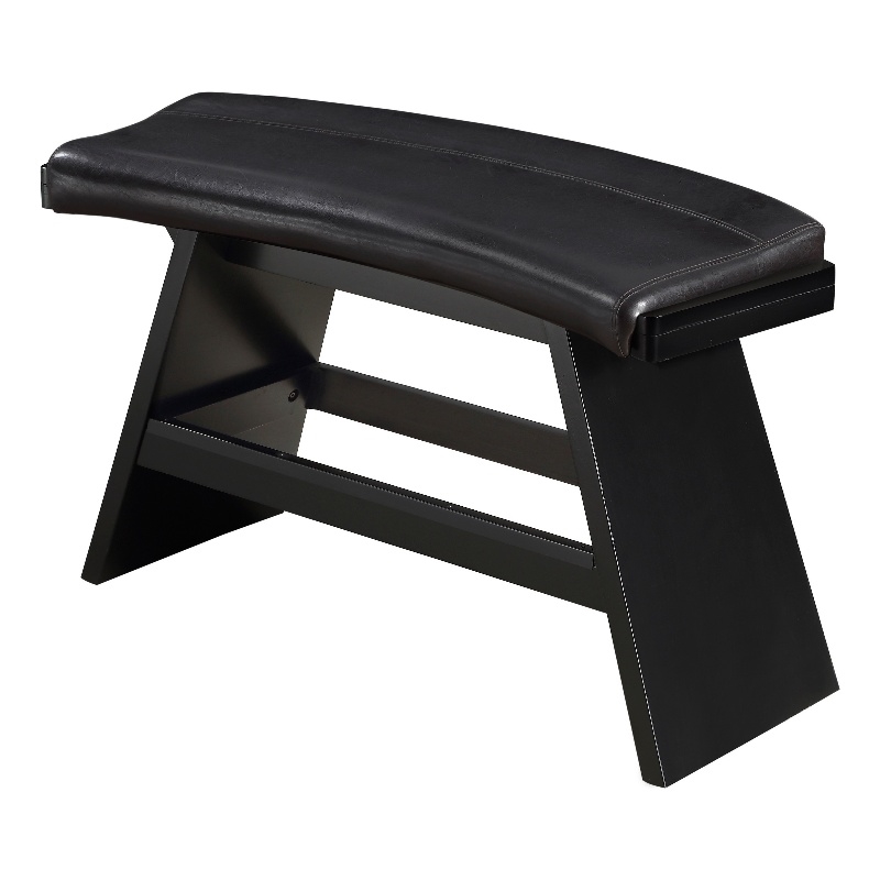 Elsaa 31 Inch Bar Height Bench- Black Faux Leather Upholstery- Solid Wood