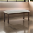 Humpty 43 Inch Bench- Gray Polyester Upholstery- Cherry Brown Solid Wood