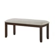 Humpty 43 Inch Bench- Gray Polyester Upholstery- Cherry Brown Solid Wood