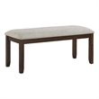 Humpty 43 Inch Bench- Gray Polyester Upholstery- Cherry Brown Solid Wood