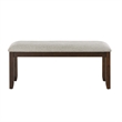 Humpty 43 Inch Bench- Gray Polyester Upholstery- Cherry Brown Solid Wood