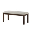 Humpty 43 Inch Bench- Gray Polyester Upholstery- Cherry Brown Solid Wood