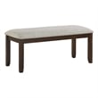 Humpty 43 Inch Bench- Gray Polyester Upholstery- Cherry Brown Solid Wood