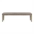 Ruth 64 Inch Bench- Nailhead Trim- Polyester Upholstery- Gray Solid Wood