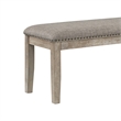 Ruth 64 Inch Bench- Nailhead Trim- Polyester Upholstery- Gray Solid Wood