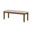 Nil 49 Inch Bench- Beige Polyester Upholstered Seat- Cherry Brown Wood