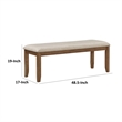 Nil 49 Inch Bench- Beige Polyester Upholstered Seat- Cherry Brown Wood