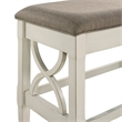 Marie 55 Inch Counter Height Bench- Khaki Fabric Upholstered- Beige Wood